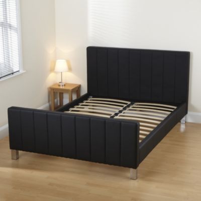 Danielle Black Faux Leather Double Bedstead