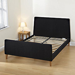 Unbranded Jenna Black Faux Suede Double Bedstead