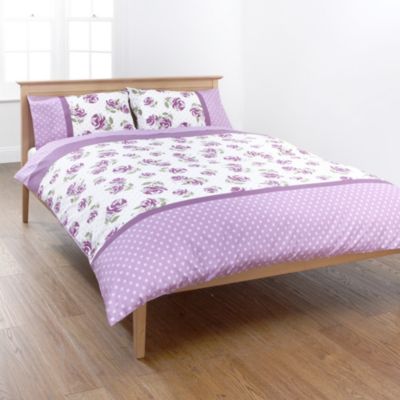 Tu Purple Polka Dot and Floral Print Bed Linen Set