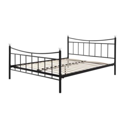 Kingsize Black Metal Crystal Bedstead