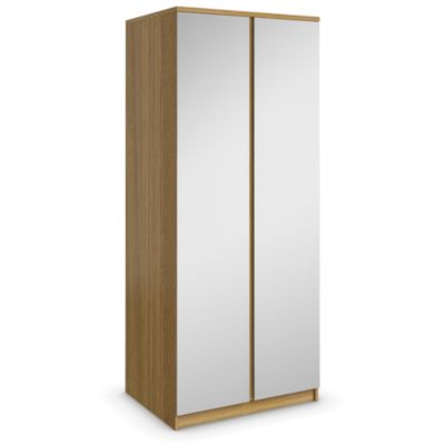 Harvard Oak Veneer 2-door Mirrored Wardrobe