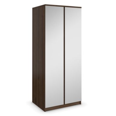 Walnut Veneer 2-door Mirrored Wardrobe