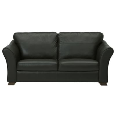 Moretto Large Black 100% Real Leather Sofa