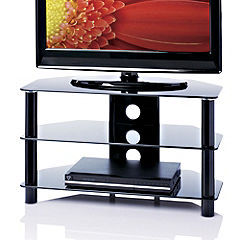 Red S-ESS800/3-BLK Black Glass TV Stand for TVs