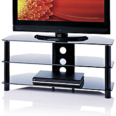 Red S-ESS1000/3-BLK Black Glass TV Stand for TVs