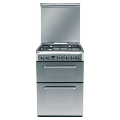 Indesit KDP60SE 60cm Stainless Steel Dual Fuel Cooker