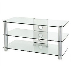 Statutory SandC Clear Glass TV Stand for TVs up to 37`
