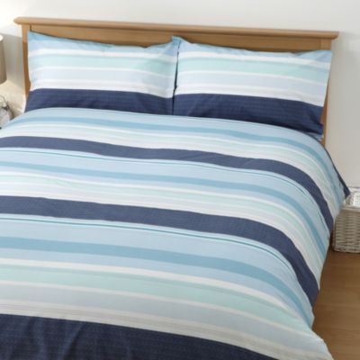 Tu Blue Textured Stripe Print Bed Linen Set