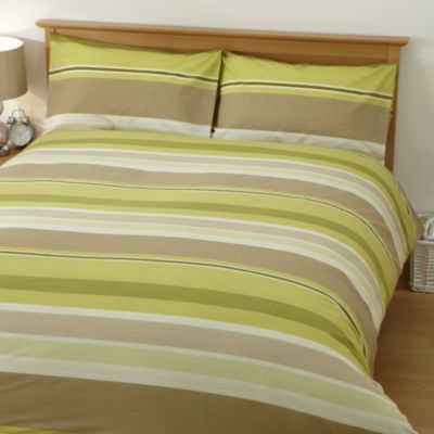 Tu Green Textured Stripe Print Bed Linen Set