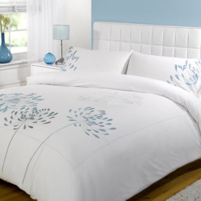 Tu Teal Agapanthus Embroidery Bed Linen Set