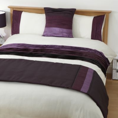 Tu Purple Wavy Pleated Panel Bed in a Bag - includes Duvet Cover, Pillowcase, Runner and Cushion Cover