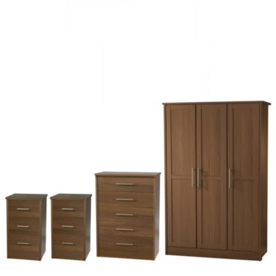 Consort Delta (Walnut) 3-door Wardrobe   Chest of