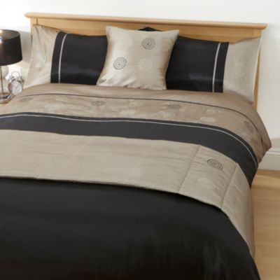 Tu Black and Mink Sequin Circles Bed in a Bag - includes Duvet Cover, Pillowcase, Runner and Cushion Cover