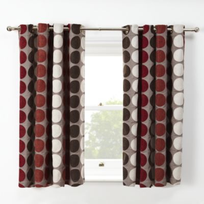 Chenille Spot Red Curtains 121840436