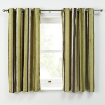 Green Chenille Stripe Curtains