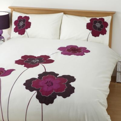 Tu Purple Floral Applique Bed Linen Set