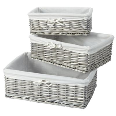 Sainsbury's Set of 3 Grey Willow Baskets