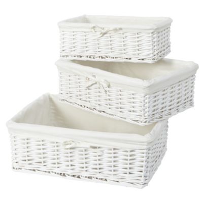 Sainsbury's Set of 3 White Willow Baskets
