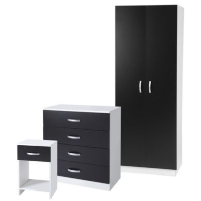 Black and White 3-piece Bedroom Furniture Set