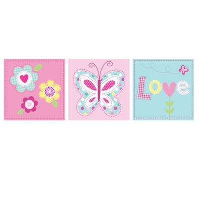 Pink Children's Canvas Art Prints Set of 3