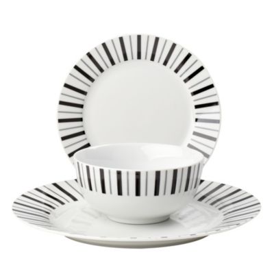 Tu Black Gradient Stripe 12-piece Dinner Set