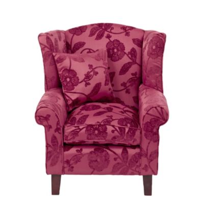 Stanford Claret Floral Wing Chair