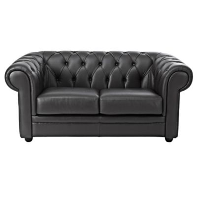 Raffaella Regular Black Leather Sofa