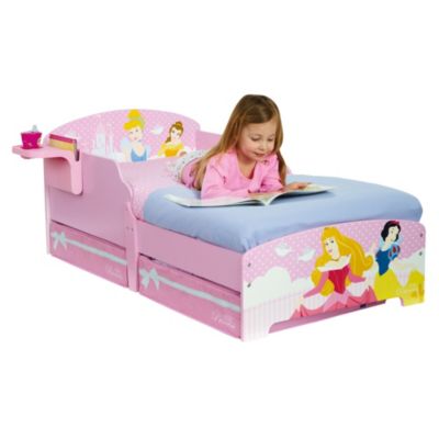Disney Princess Toddler Bed with Underbed Storage and Bedside Shelf