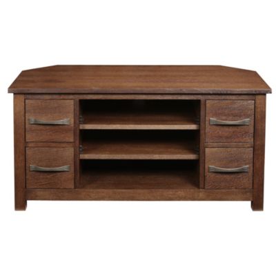 Dark Oak Veneer Corner TV Unit