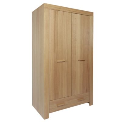 Oak Veneer 2-door 1-drawer Wardrobe