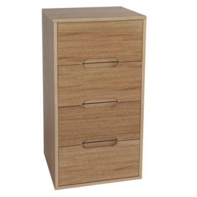 Oak Veneer Narrow 4-drawer Chest of