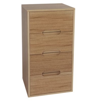 Brisbane Oak Veneer Narrow 4-drawer Chest of