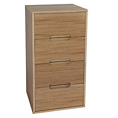 Oak Veneer Narrow 4-drawer Chest of