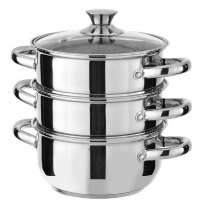 Sainsbury's 18cm Stainless Steel 3-tier Steamer