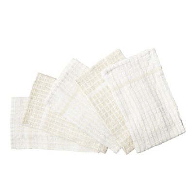 Sainsbury's Terry Small Check Neutral Towels 5-pack