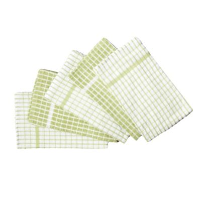 Sainsbury's Small Check Terry Green & White Towels 5-pack