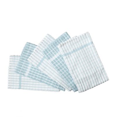 Sainsbury's Small Check Terry Duck Egg Towels 5-pack