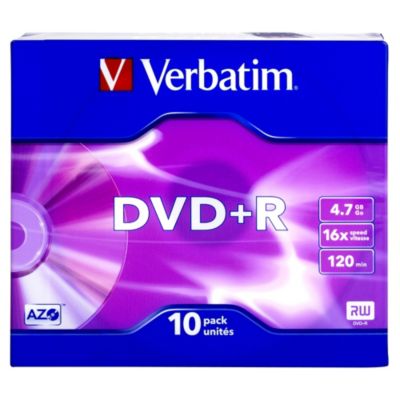 Verbatim DVD+R Slim Case Black Disks 10-pack
