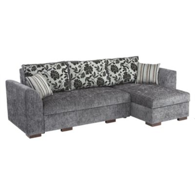 Natalie Right-hand Charcoal Corner Group with Sofabed and Storage