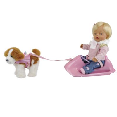 Basic Baby Born with Walking Dog and Sledge