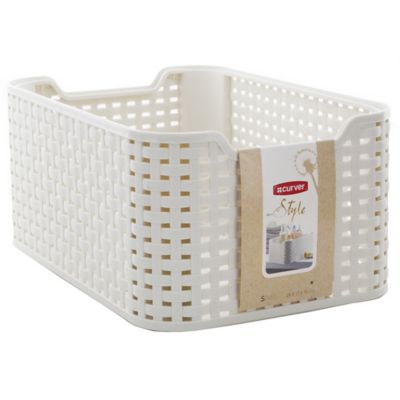 Curver White Rattan Style Storage Box Small