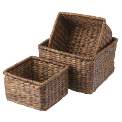 Tu Dark Water Hyacinth Baskets Set of 3