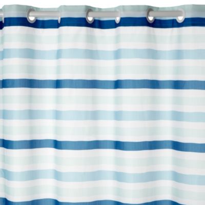 Tu Easy Clip Blue Stripe Shower Curtain