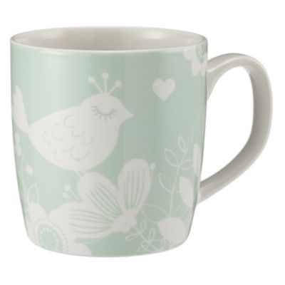 Tu Bird Silhouette Mug White on Duck Egg