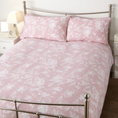 Tu Pink Etched Floral Printed Bed Linen Set