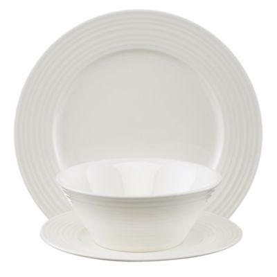 12-piece White Ribbed Dinner Set