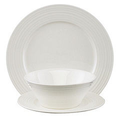 Home Collection 12-piece White Ribbed Dinner Set