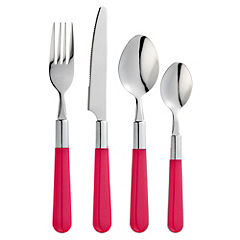 Tu 16-piece Brights Handled Cutlery Set Pink