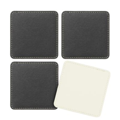 Tu Black & Cream Reversible Faux Leather Coasters 4-pack