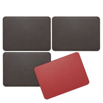 Tu Chocolate & Red Reversible Faux Leather Placemats 4-pack